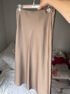 J.Crew - Satin Midi Skirt in Taupe